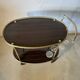 Vintage brass and dark wood serving trolley – 1960s