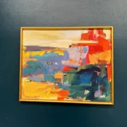 Original Oil on Canvas – “Abstract” by Ubaid Syed – Signed – Vintage & Framed – 53 × 43 cm (20.9" × 16.9")
