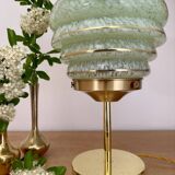 Vintage art deco globe table lamp in green and gold Clichy glass