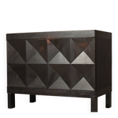 Jean Batenburg for MI brutalist bar cabinet in ebonized oak, Belgium, 1960s
