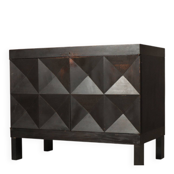 Jean Batenburg pour cabinet de bar brutaliste en chêne ébène, Belgique, années 1960.