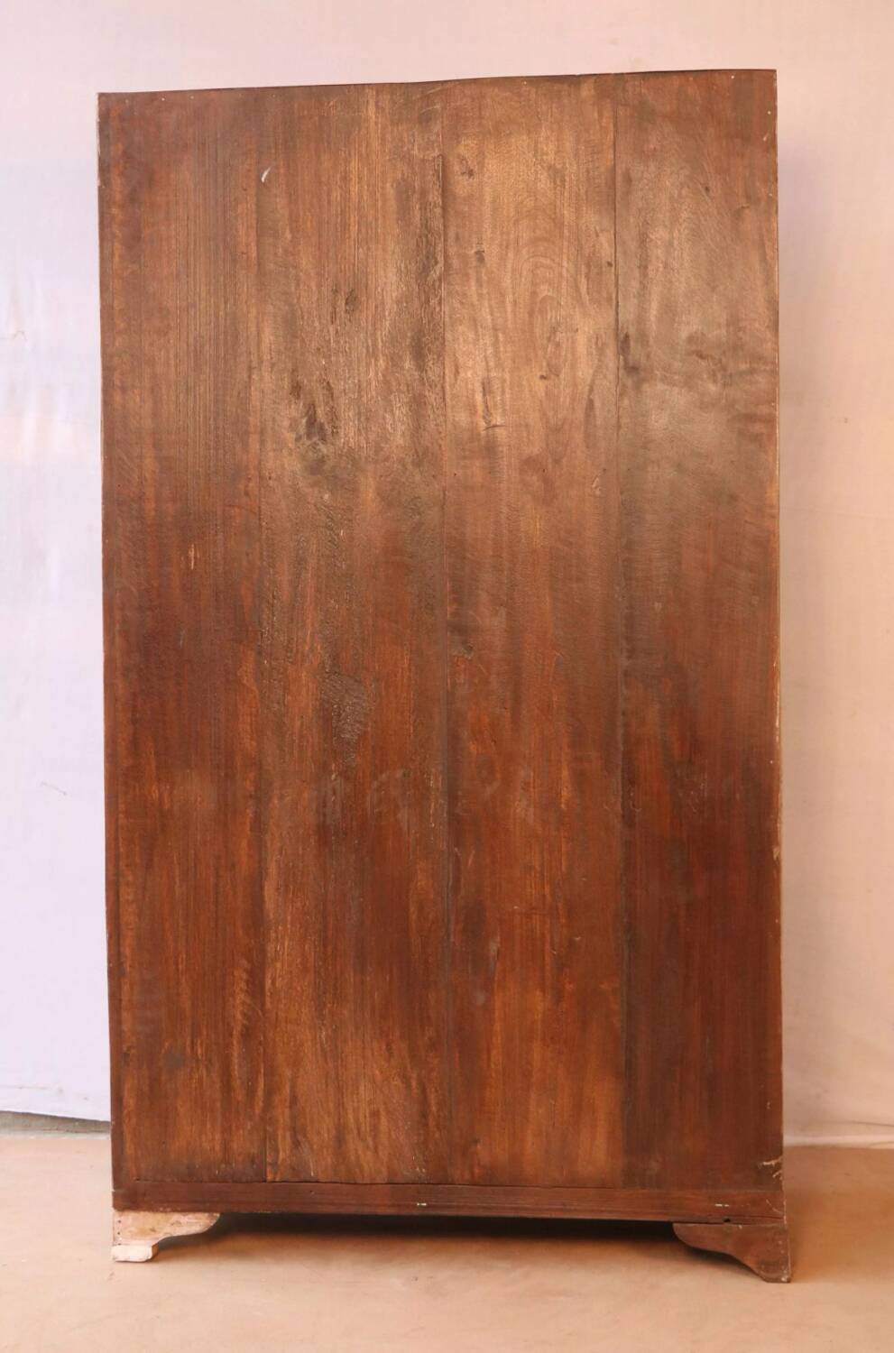 Antique display cabinet in bleached cream teak from Burma.