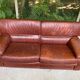 Scandinavian 3-seater sofa in burgundy leather circa 1930