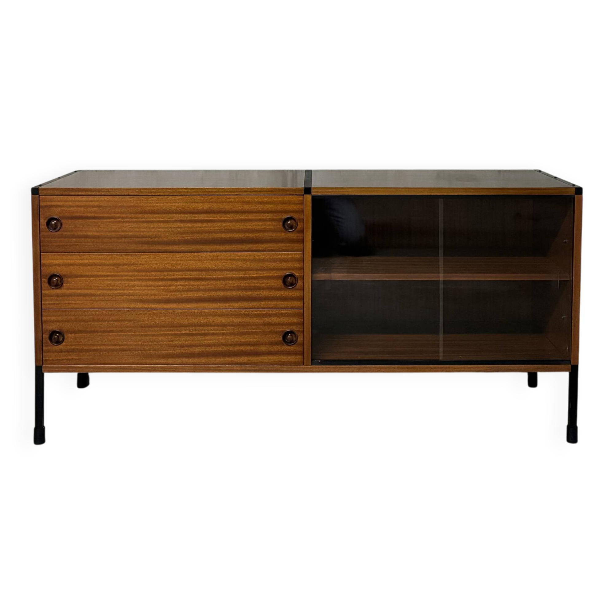 Vintage ARP Guariche Minvielle 1960s enfilade buffet display cabinet