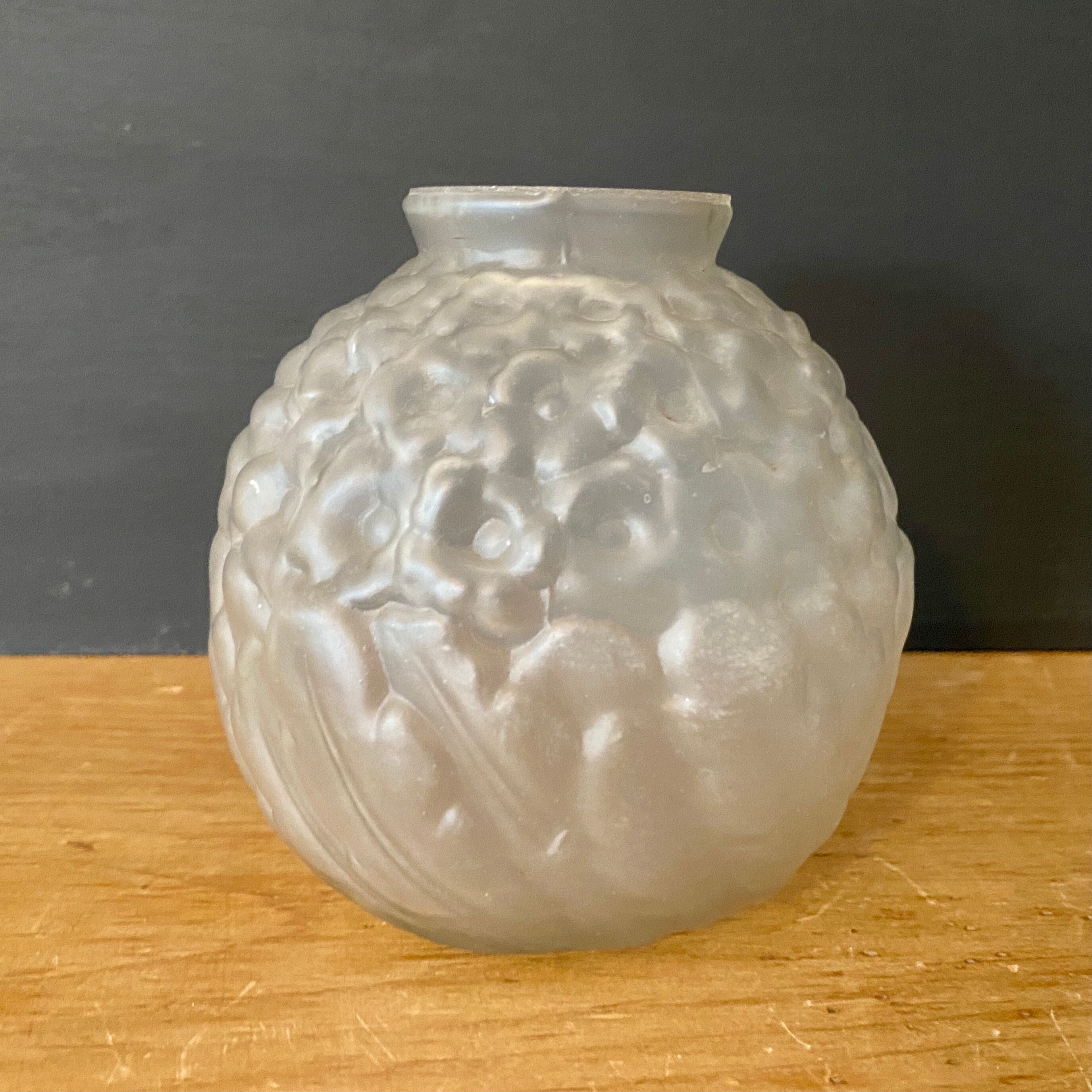 Vintage art deco vase in frosted glass