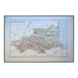 Map of Pyrénées-Orientales, 1889. Authentic Vintage.