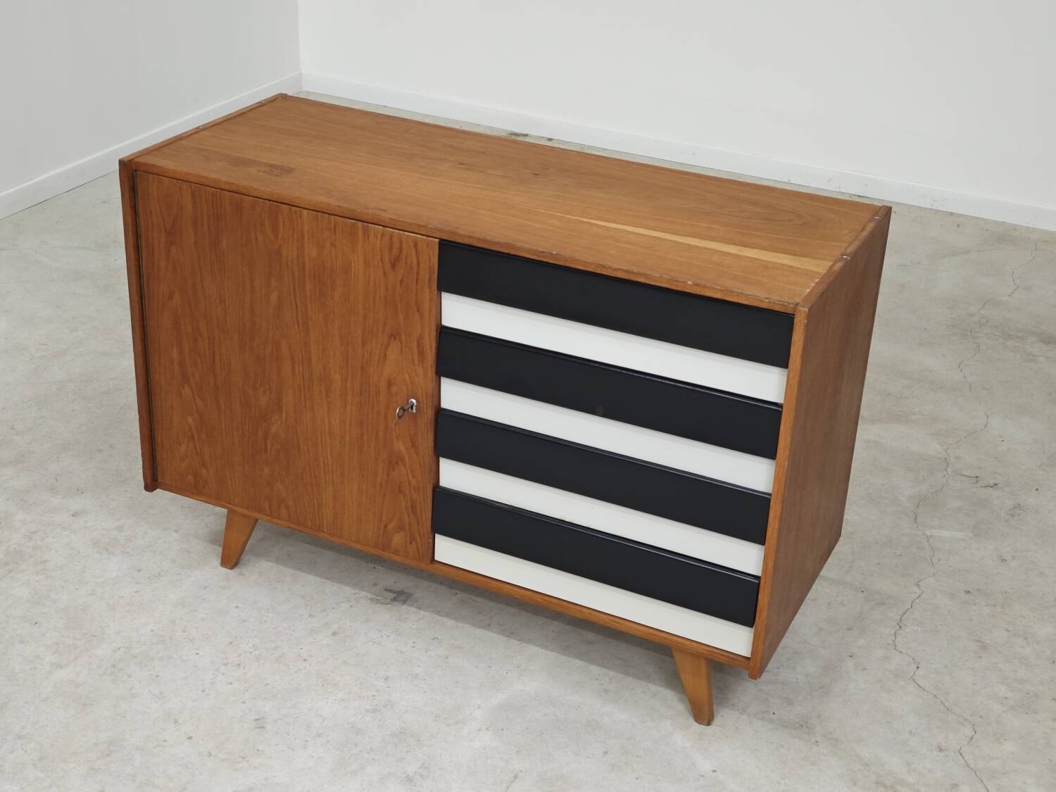 U-458 Sideboard Cabinet by Jiri Jiroutek for Interier Praha black and white 1960