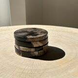 Set of 4 fossilized wooden coasters