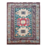 Handmade Oriental Rug Kazak Afghan: 1.66 X 2.64 Meters
