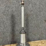 Lamp base in brushed metal and silver metal from the 1930s-1940s