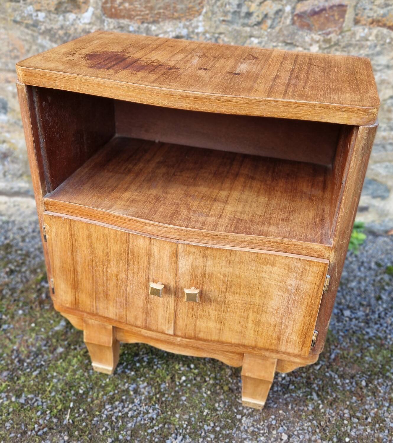Bedside table in varnished wood veneer, 1950s-1960s