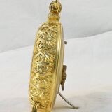 LANCEL alarm clock in chiseled bronze and gilded metal