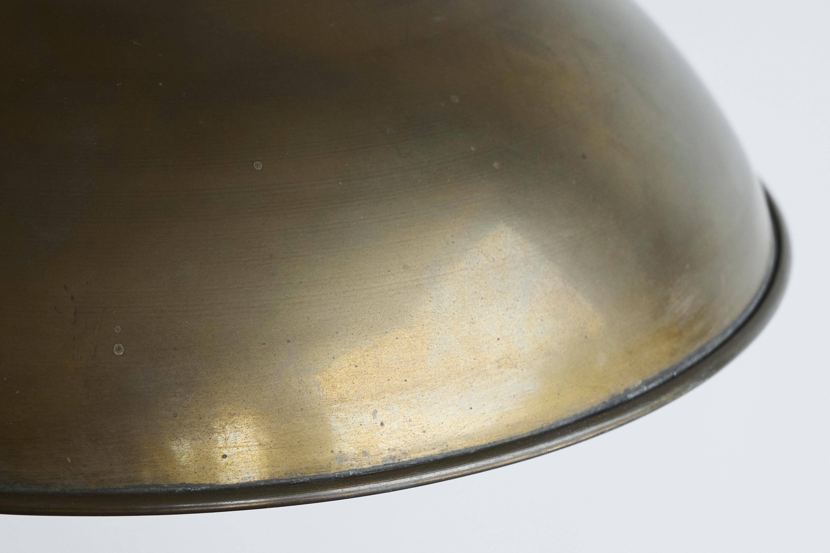 Bauhaus style table lamp in patinated brass from the 1930s.