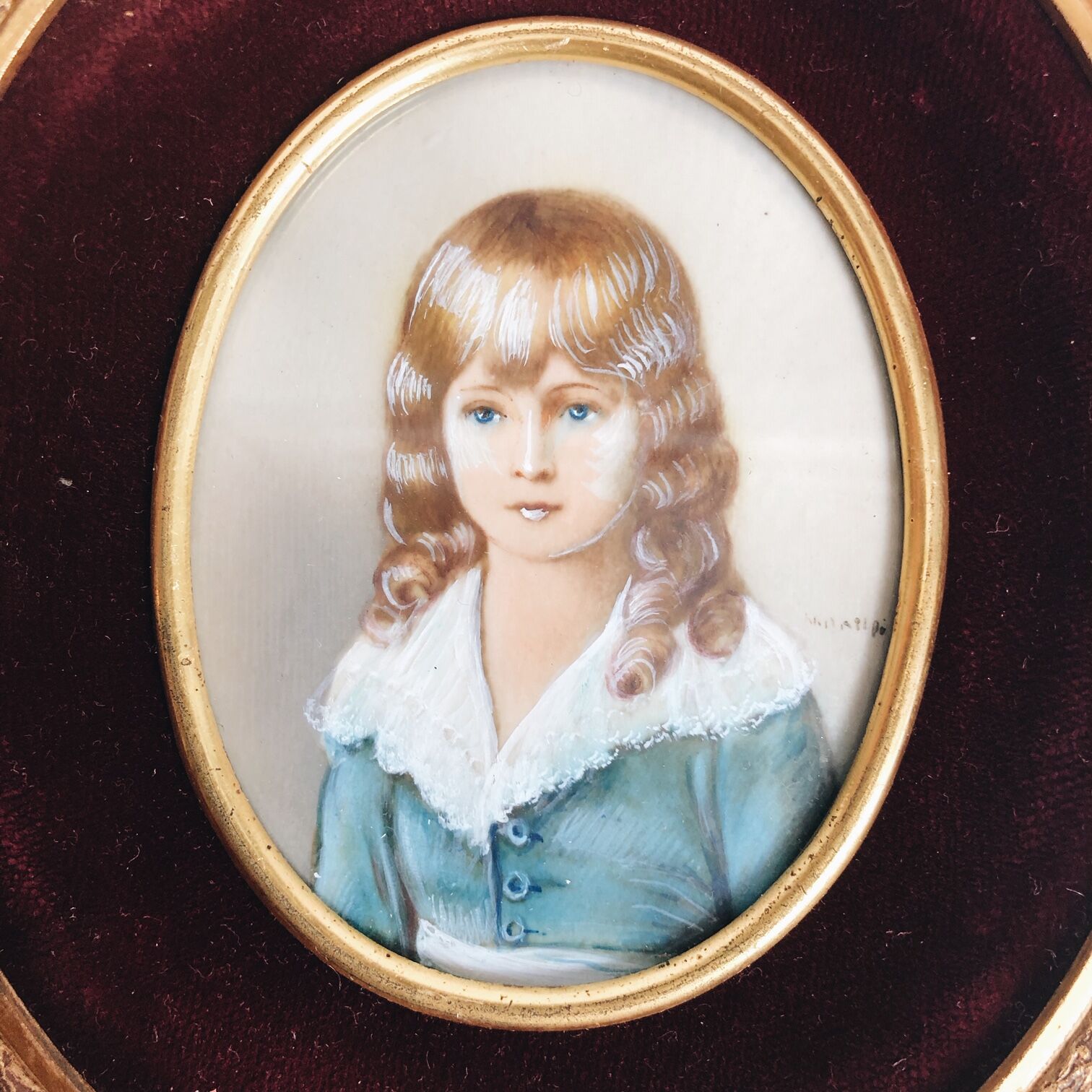 Ancient miniature painting on signed ivory