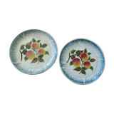 Two slip plates with fruit decoration