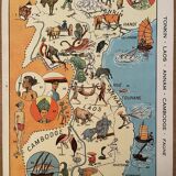 Old poster map of Tonkin Laos - 1931