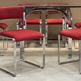70s dining room set: glass table and 6 chairs