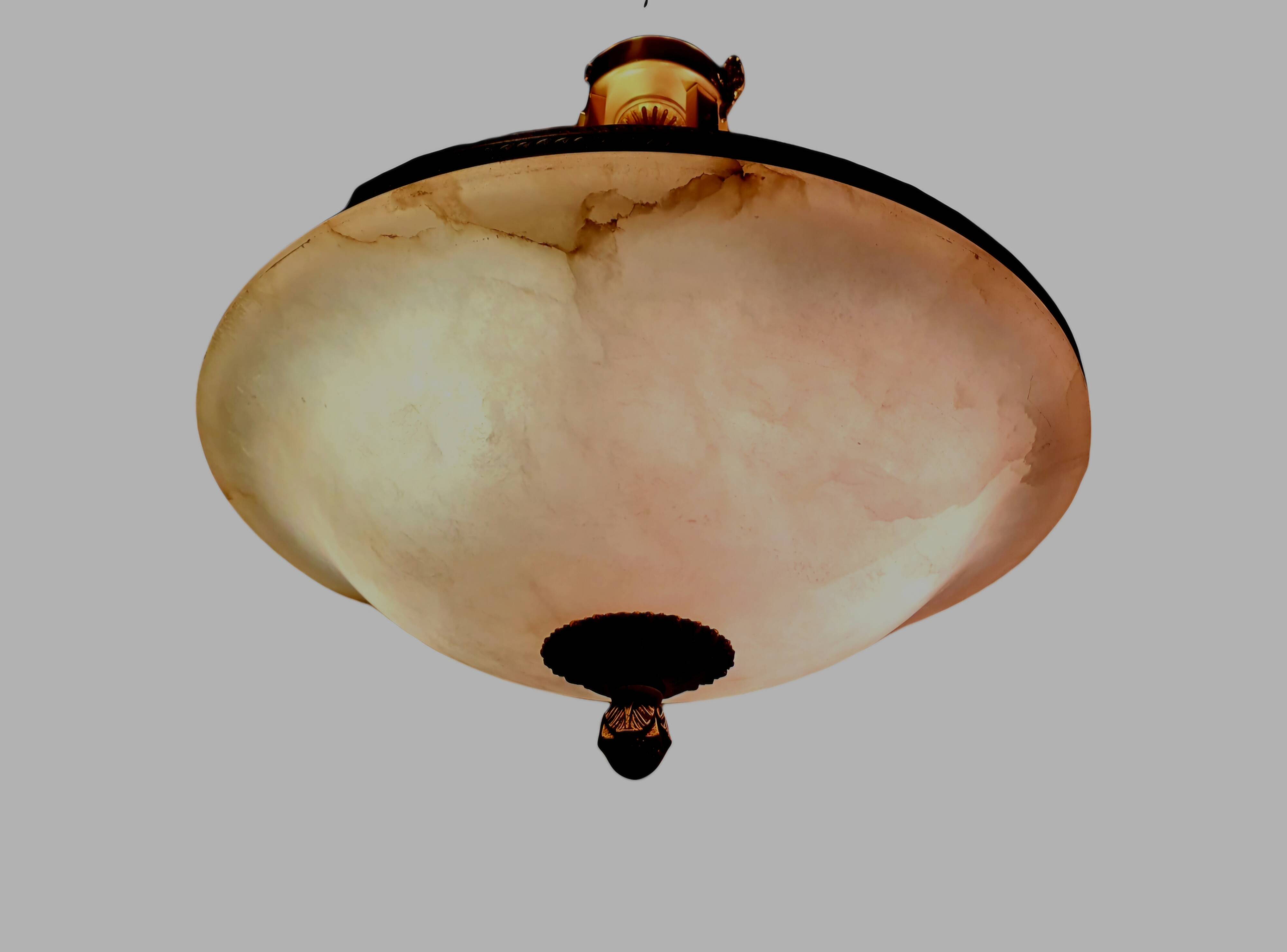 Lampe à suspension en albâtre bronze Mariner Royal Heritage 18694