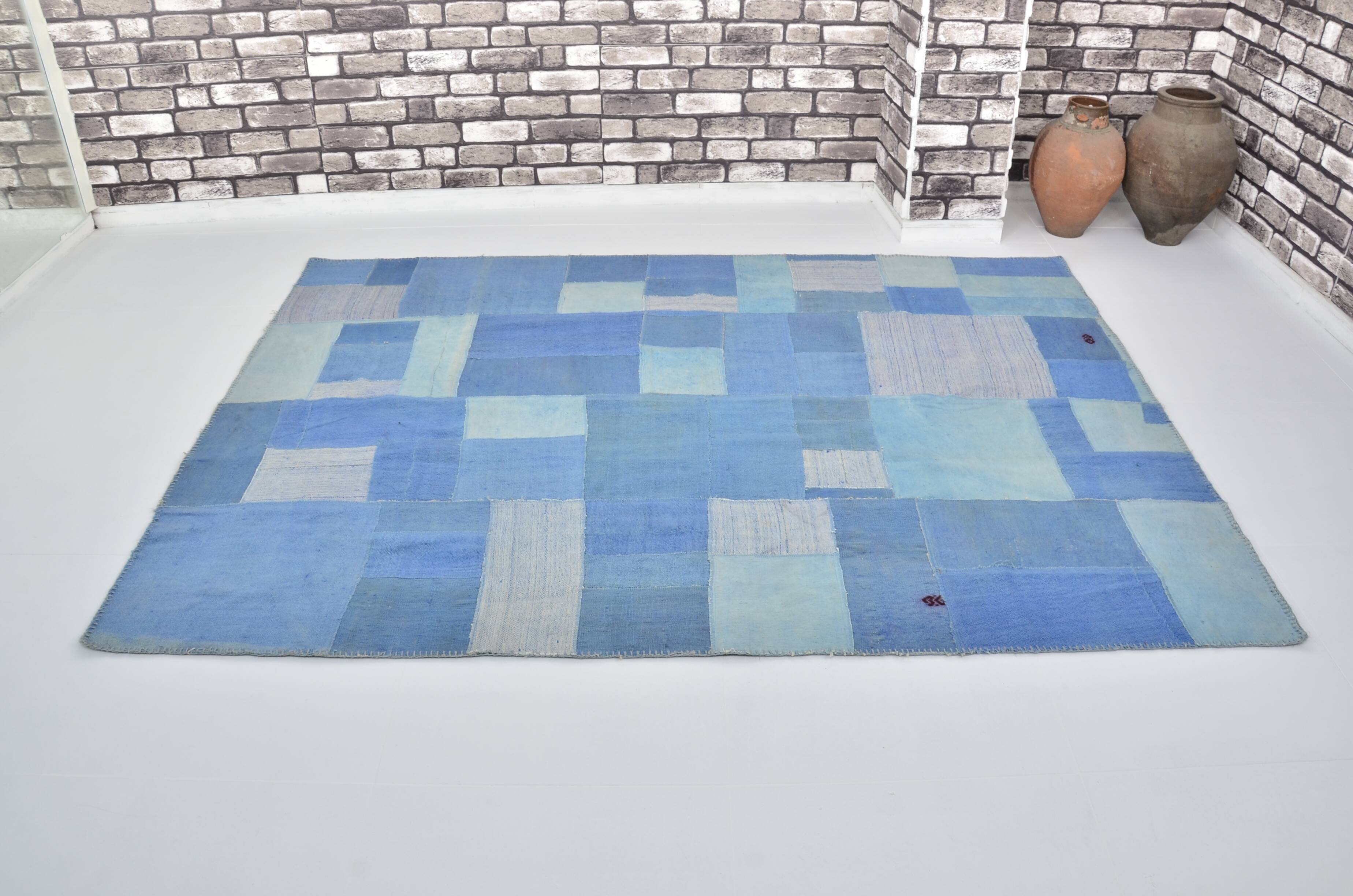 Blue Vintage Turkish Antique Kilim Rug sku 3025