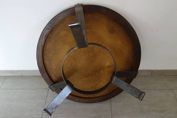 Table basse métal et céramique Vallauris, années 60