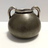 High-Quality Art Deco Burnished Silvered Brass Vase, Italy
