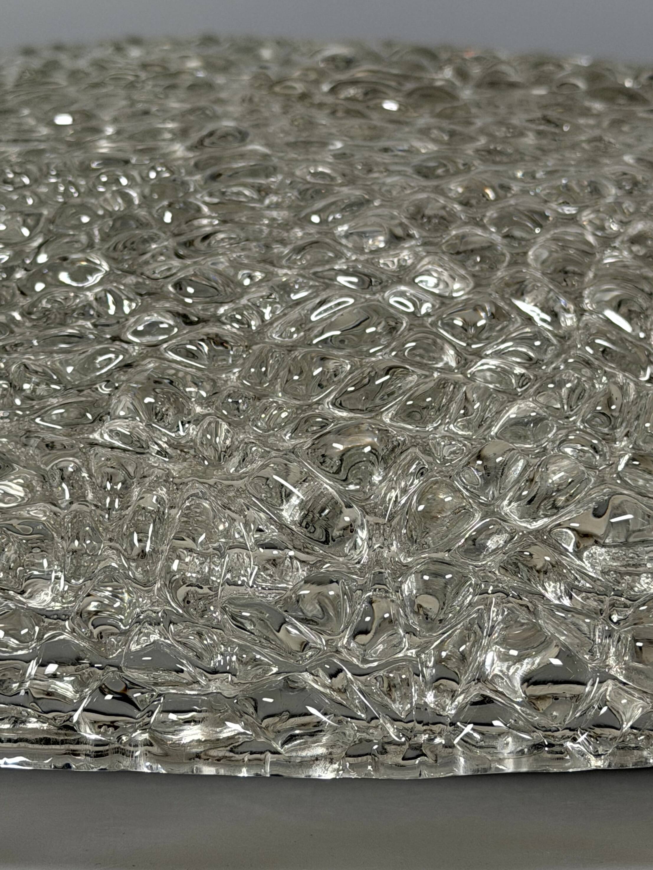 1960s 1970s Ice Glass Flush Mount from by Kaiser Leuchten Germany