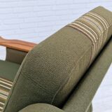 1970s, Danish design, lounge chair in green furniture wool, oak wood