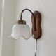 Vintage wall lamp with 70s glass cap