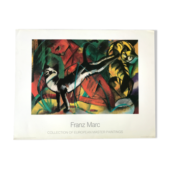 Affiche d'exposition de Franz Marc, Drei Katzen, Trois Chats, 1986