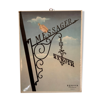 Publicité Messager de Renoir Parfumeur plaque en fer plastifiée, hiver 1950/51
