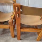 Set of 4 wooden chairs and leather house Regain – 70s