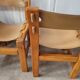Lot de 4 chaises bois et cuir maison Regain – années 70