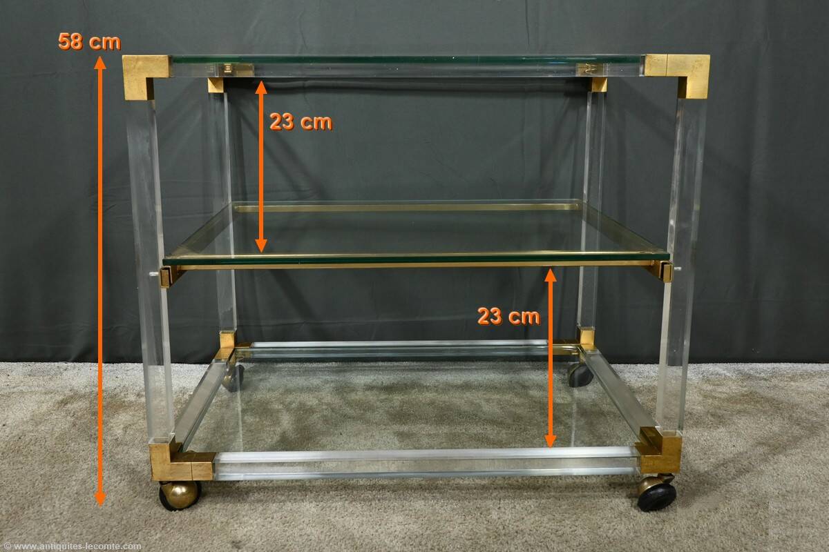 Rolling acrylic and brass serving table – 1960