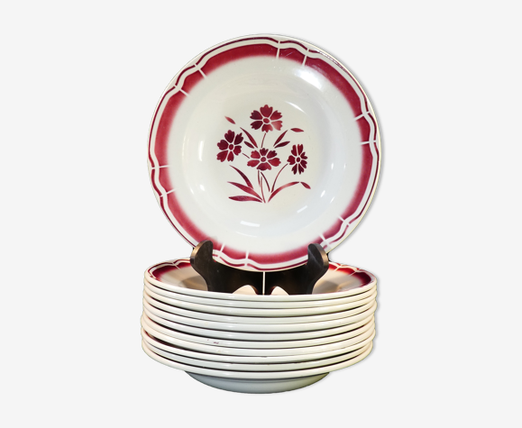 12 assiettes creuses en faience de badonviller