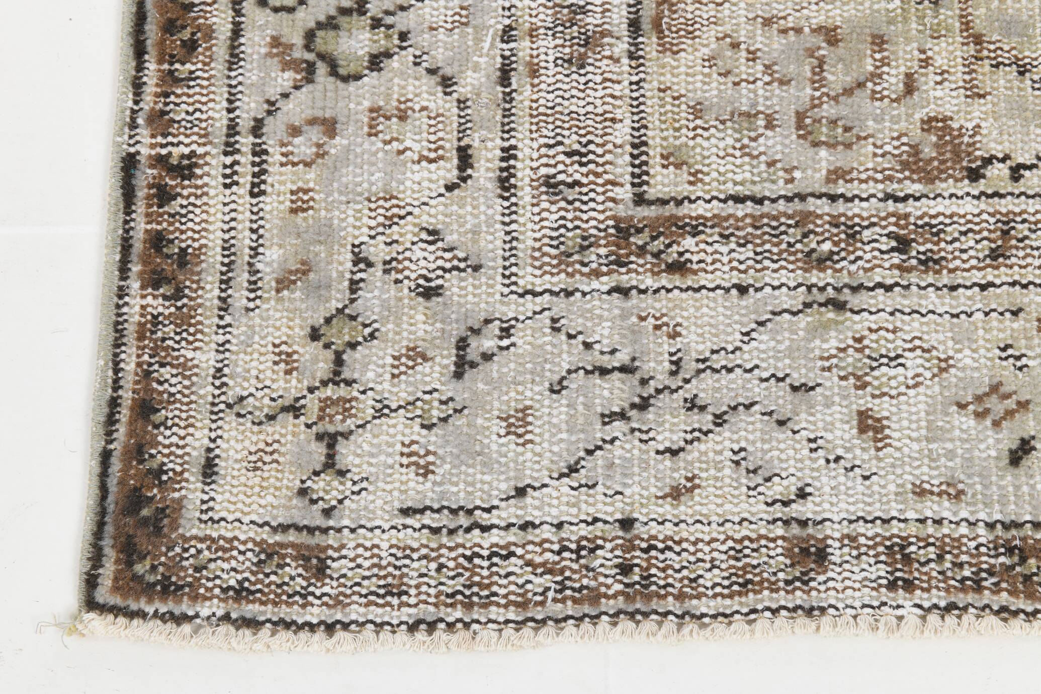 5x9 Brown & Beige Madallion Pattern Vintage Rug, 171x267Cm