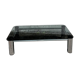 Vintage coffee table with smoked glass and chrome.