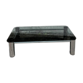 Table basse vintage verre fumé et chrome