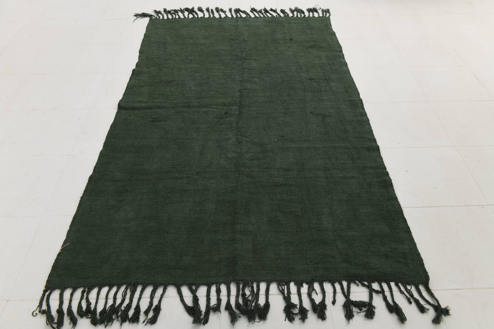 5x7 Green Turkish Kilim Rug, 142x229Cm