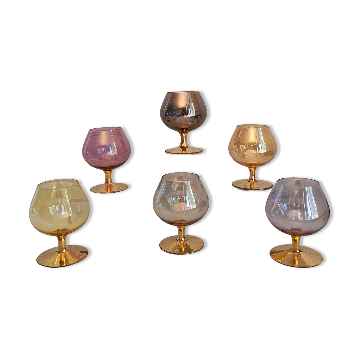 6 vintage cognac glasses