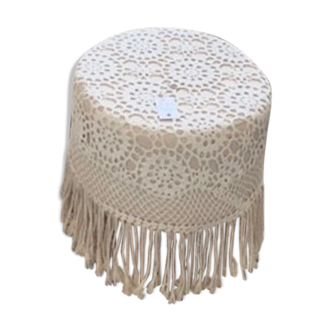 Tabouret macramé à franges style bohème