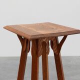 Art Deco tall oak wooden console or pedestal, France 1920s