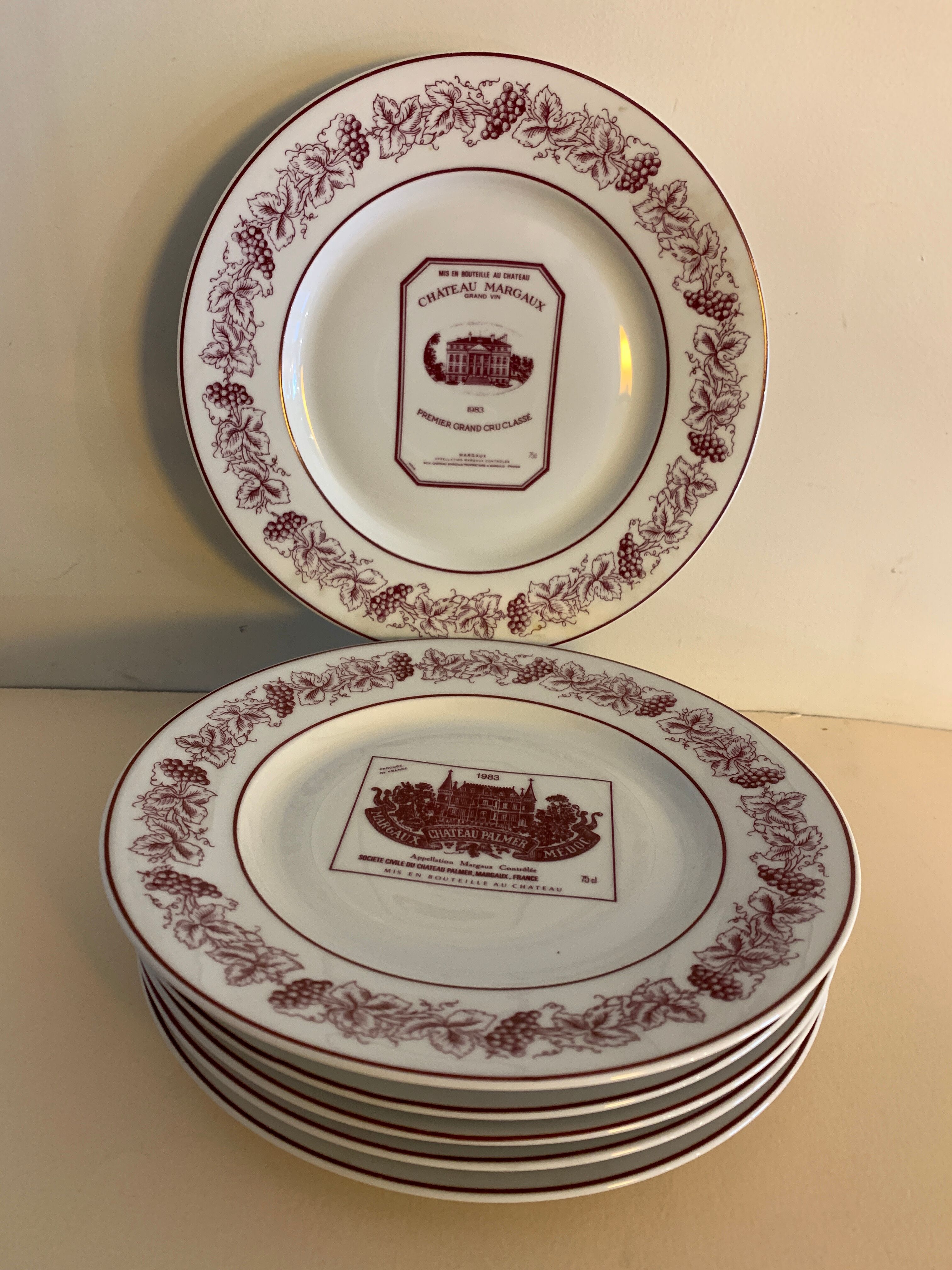 6 plates Limoges Grands Vins de Bordeaux and Châteaux du Médoc