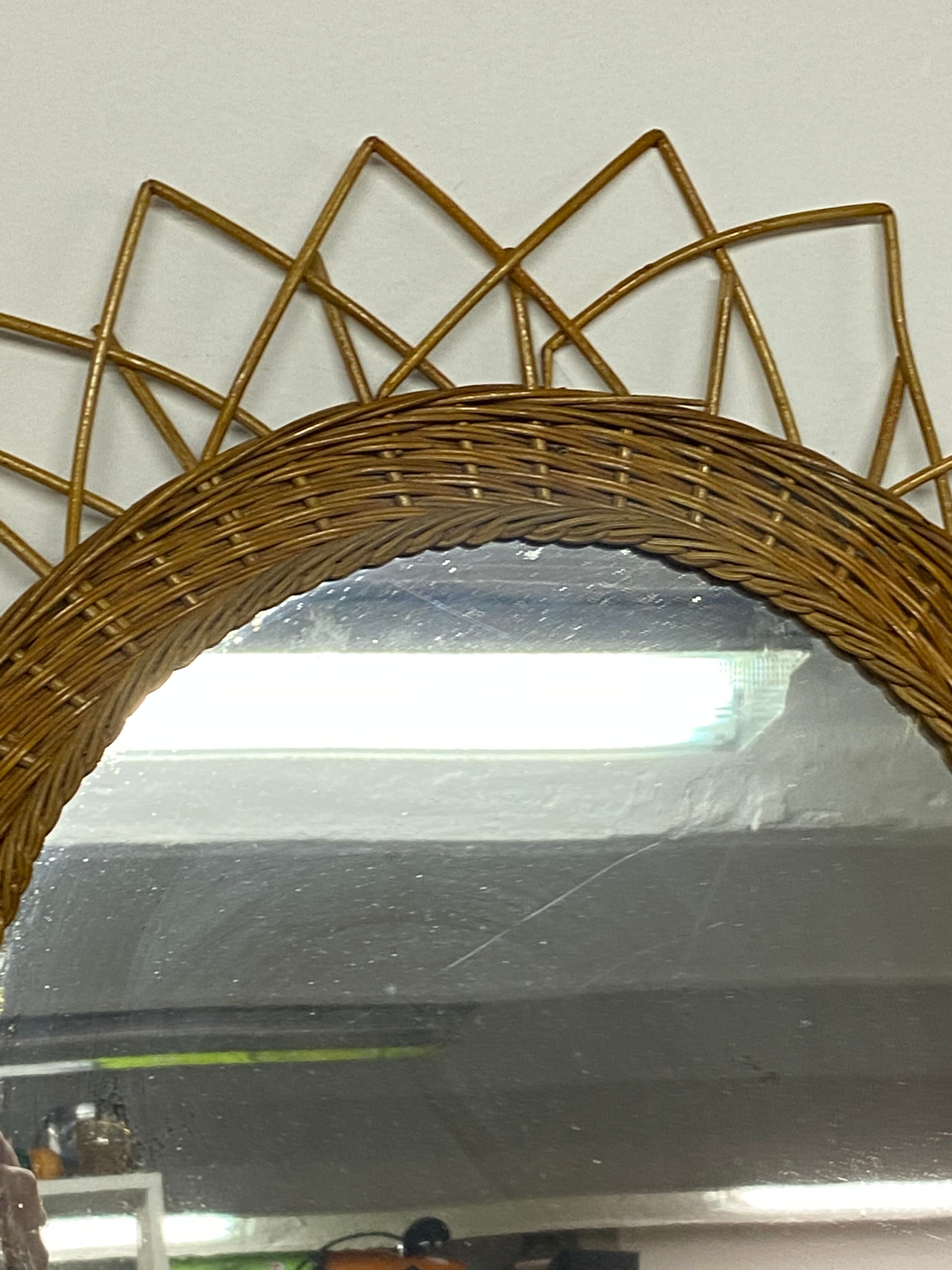 Rattan sun mirror
