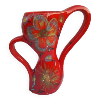 Red ceramic vase