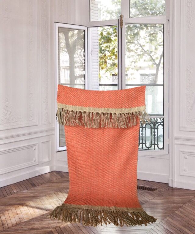 Hemp and wool woven carpet 146x61 cm
