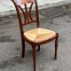 Louis XVI style chair in solid oak and straw.