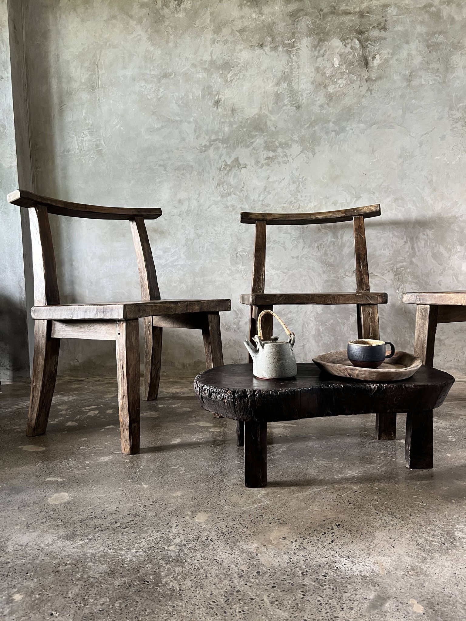 Large old teak chair or armchair H84 L60