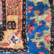 Old sinkiang oriental rug handmade 68 x 139 cm