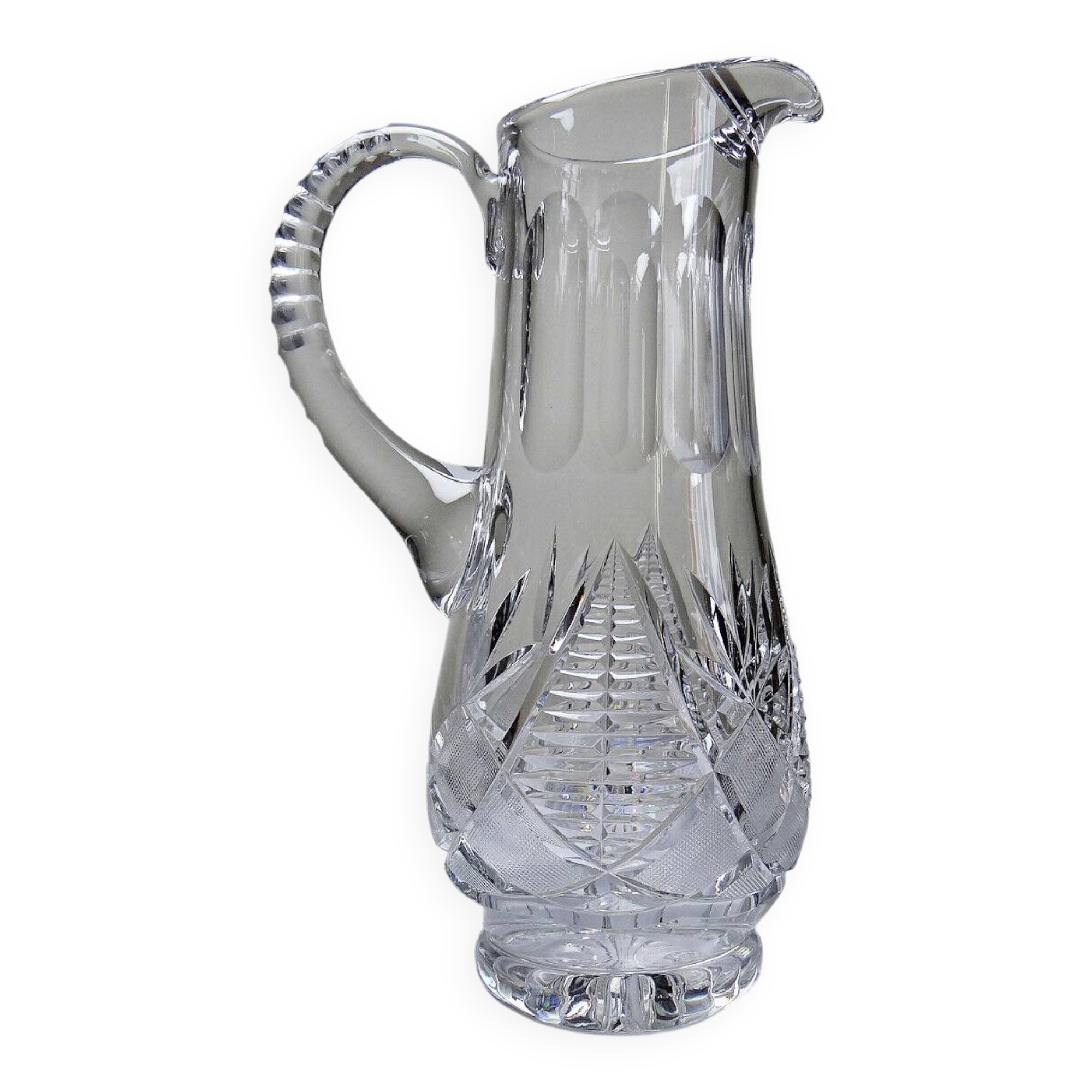 Large cut crystal water pitcher, European crystal makers 20th century