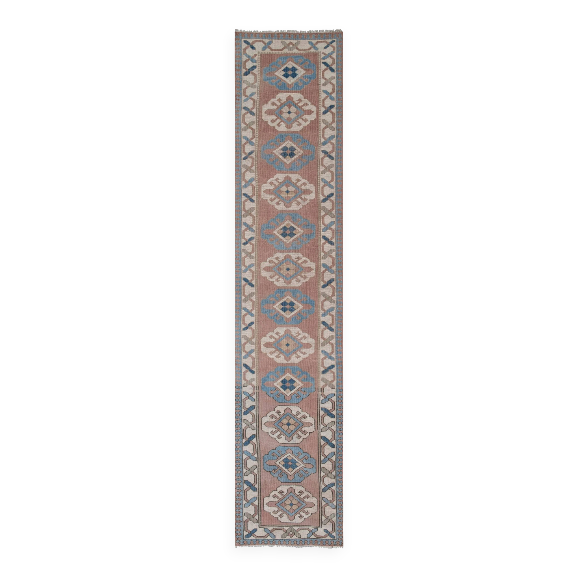 Tapis de couloir turc vintage 80x380 cm